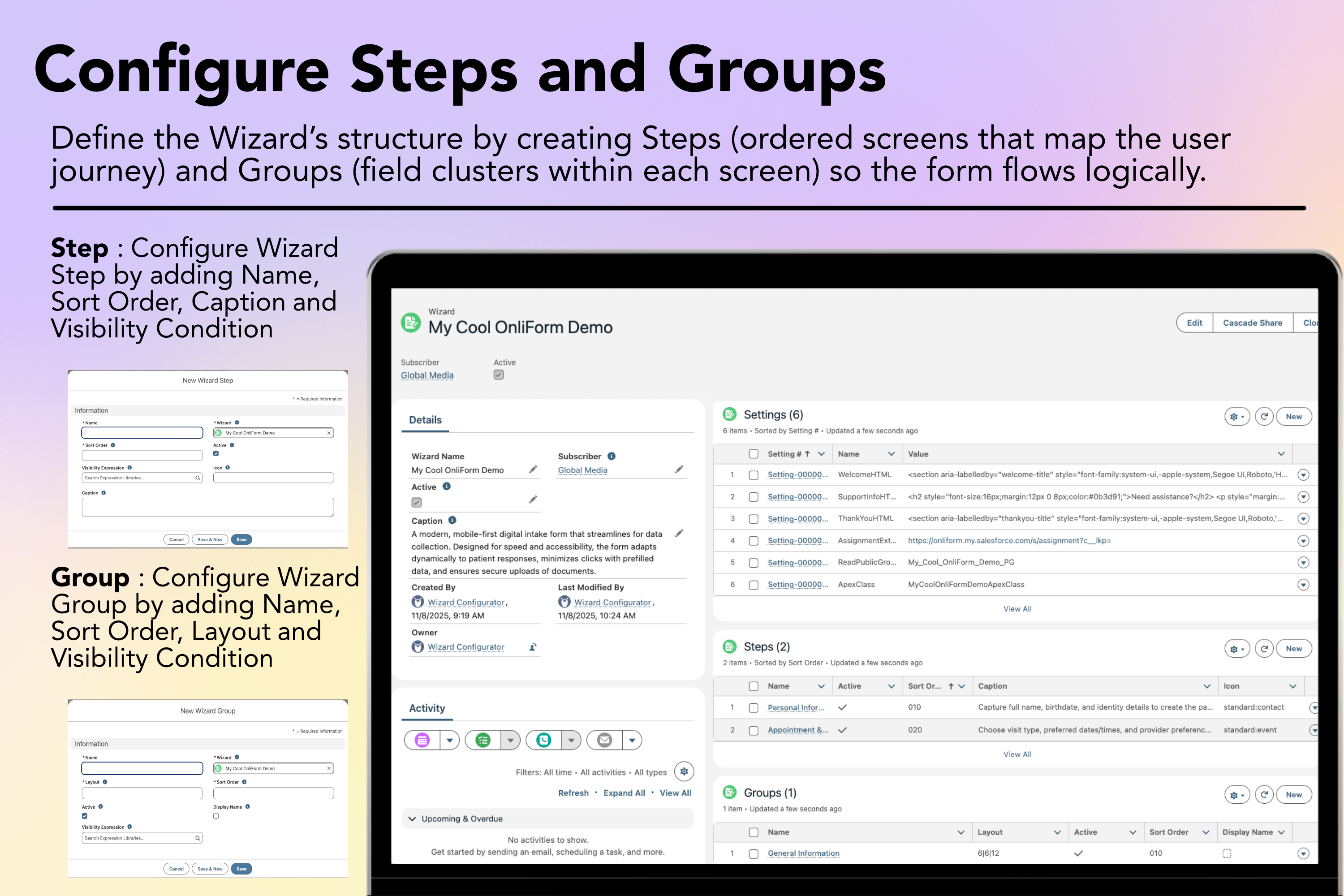 Step and Group Configuration